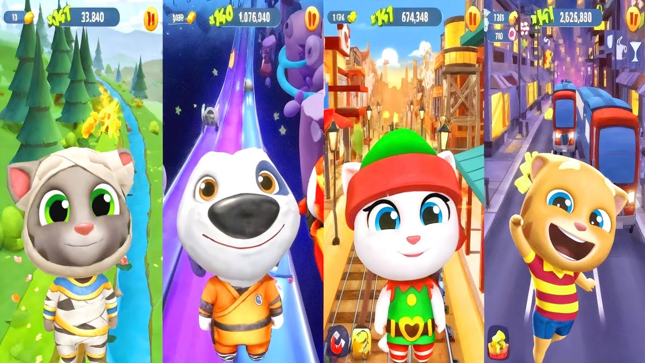 PLAY GAME! THREE 🎮🏃💨 Talking Tom Time Rush NewTalking Tom vs Kung Fu Hank vs Raccoon How To Unlock
