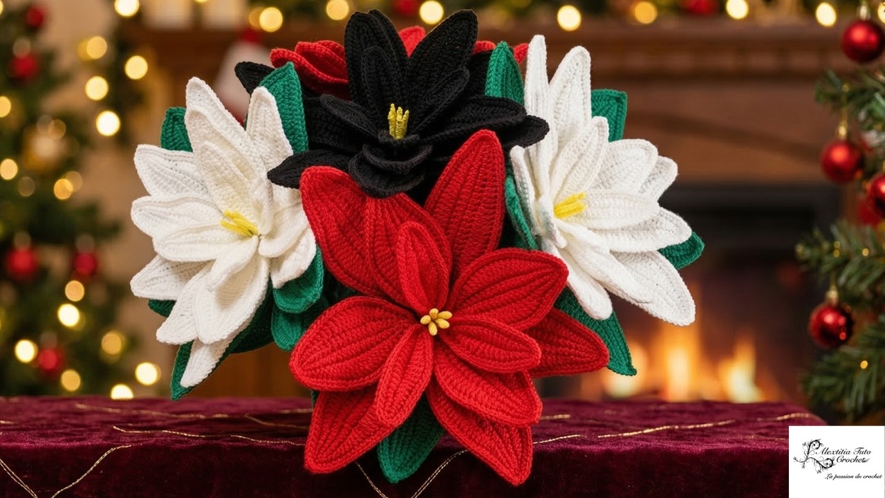 Tuto étoile de Noël au crochet ( Poinsettia )