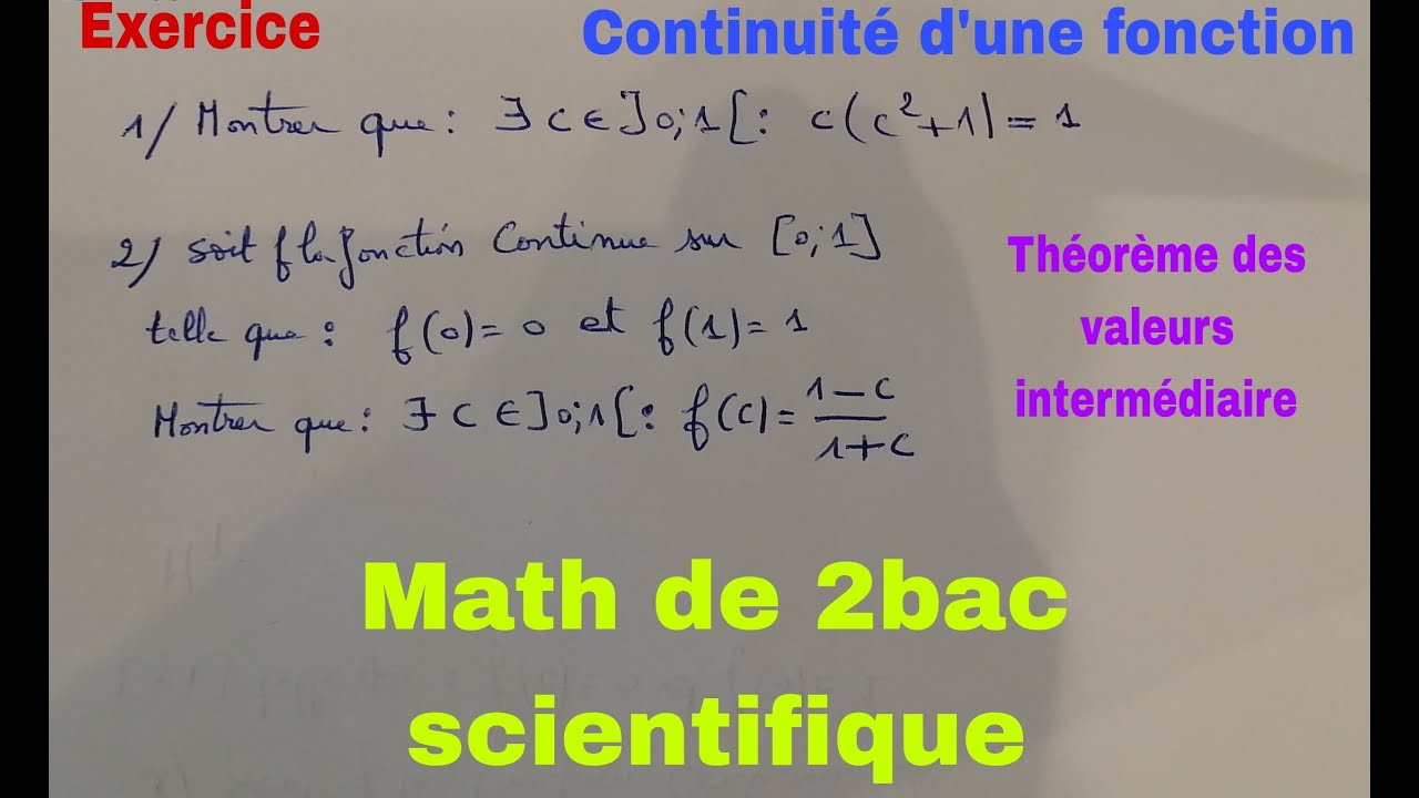 theoreme des valeurs intermediaires......math de 2bac