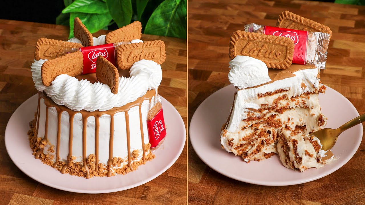 افخم كيكة بدون فرن بابسط مكونات من بيوتكم كيكة اللوتس الرطبة 😋 طعمها خيااااال