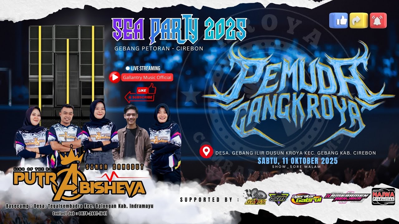 LIVE | PUTRA ABISHEVA | "SEA PARTY 2025" | PEMUDA GANG KROYA | GEBANG ILIR - CIREBON | 11-10-2025