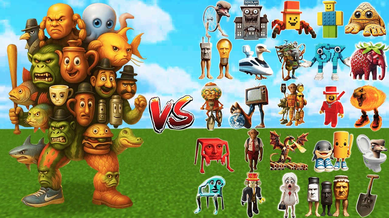 Новый секретный гибрид против всех боссов Brainrot — Minecraft Mob Battle