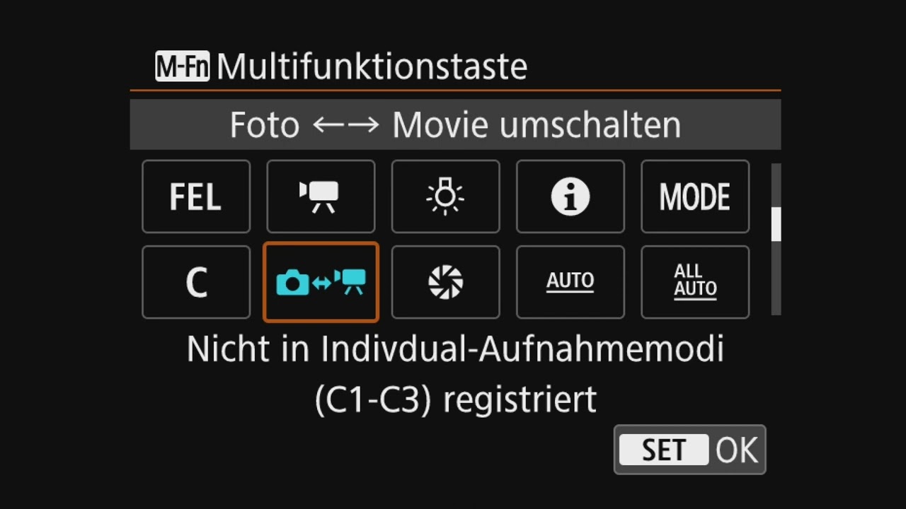 Canon EOS R5 schnelles Umschalten vom Fotomodus in den Videomodus