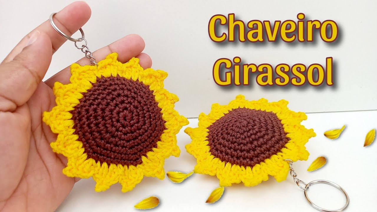 CHAVEIRO GIRRASOL EM CROCHÊ 🌻 🍃
