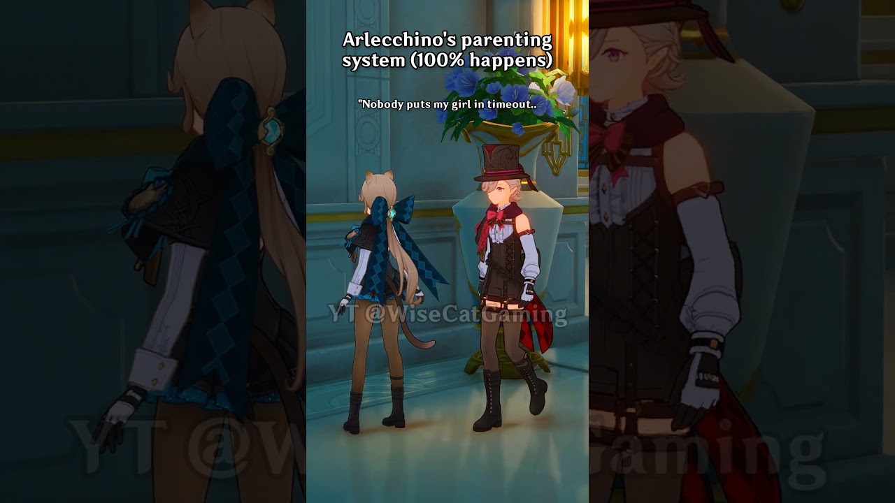Arlecchino's parenting system 😌 #genshinimpact #shorts #lyney #lynette #freminet #childe #venti