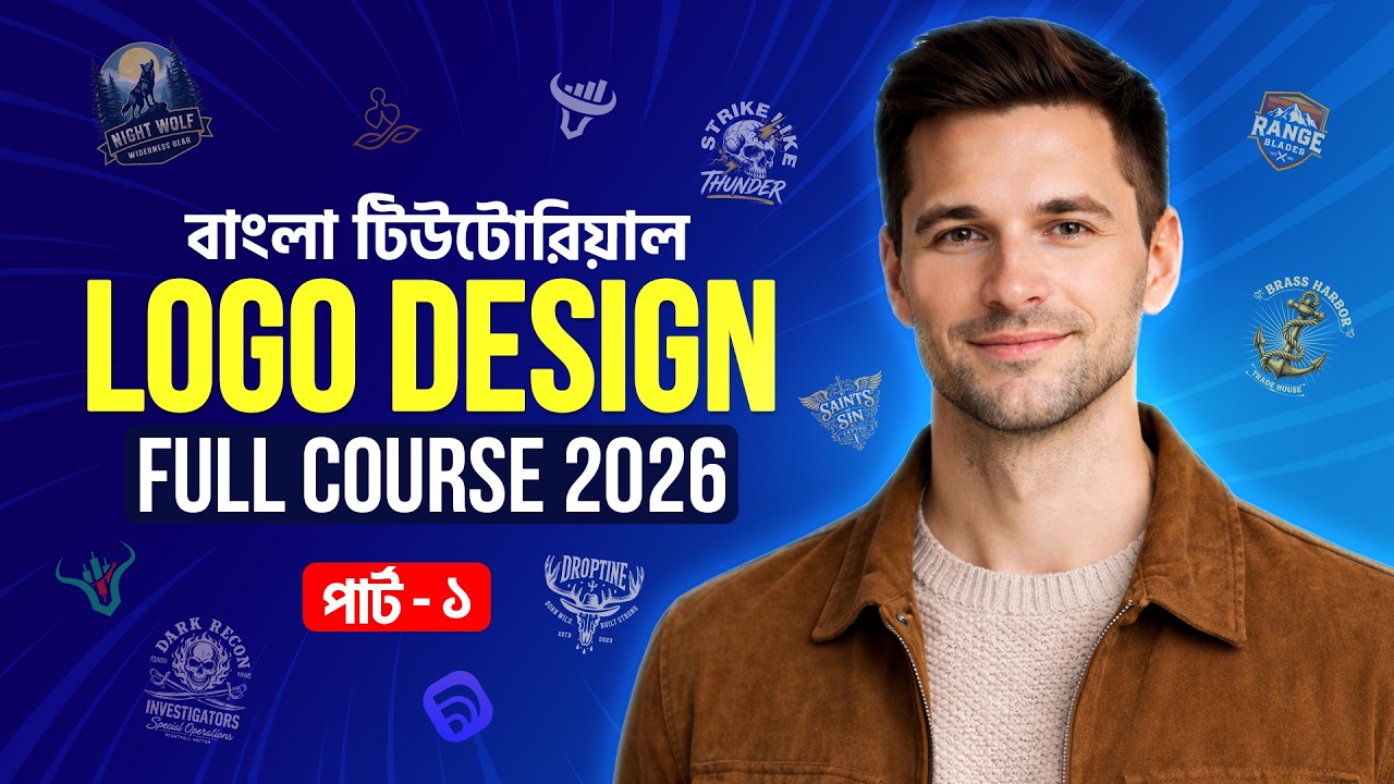Урок по созданию логотипов на бенгальском языке | От основ до продвинутого уровня | Создание лого...