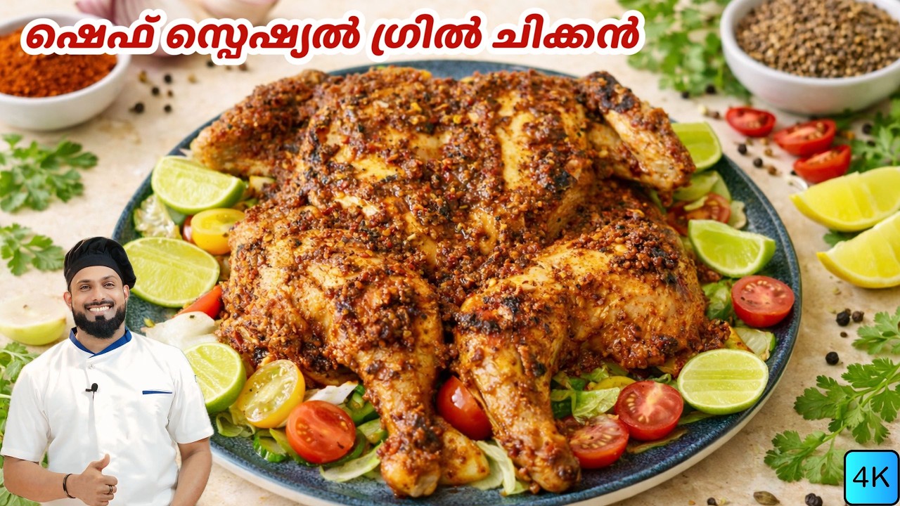 Chef Special Grilled Chicken Recipe In Malayalam | ഗ്രിൽഡ് ചിക്കൻ | ഇഫ്താർ റമദാൻ സ്പെഷൽ
