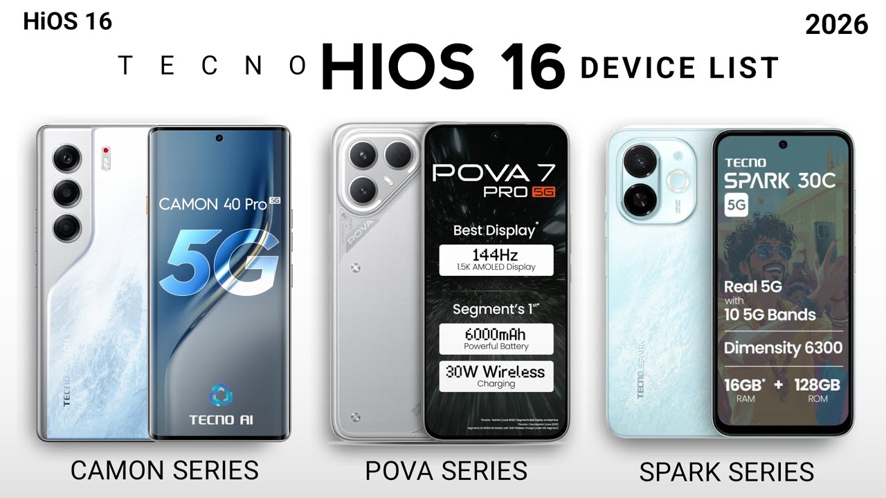 Tecno HiOS 16 Device List | Android 16 HiOS 16 Update Confirmed Device List🔥