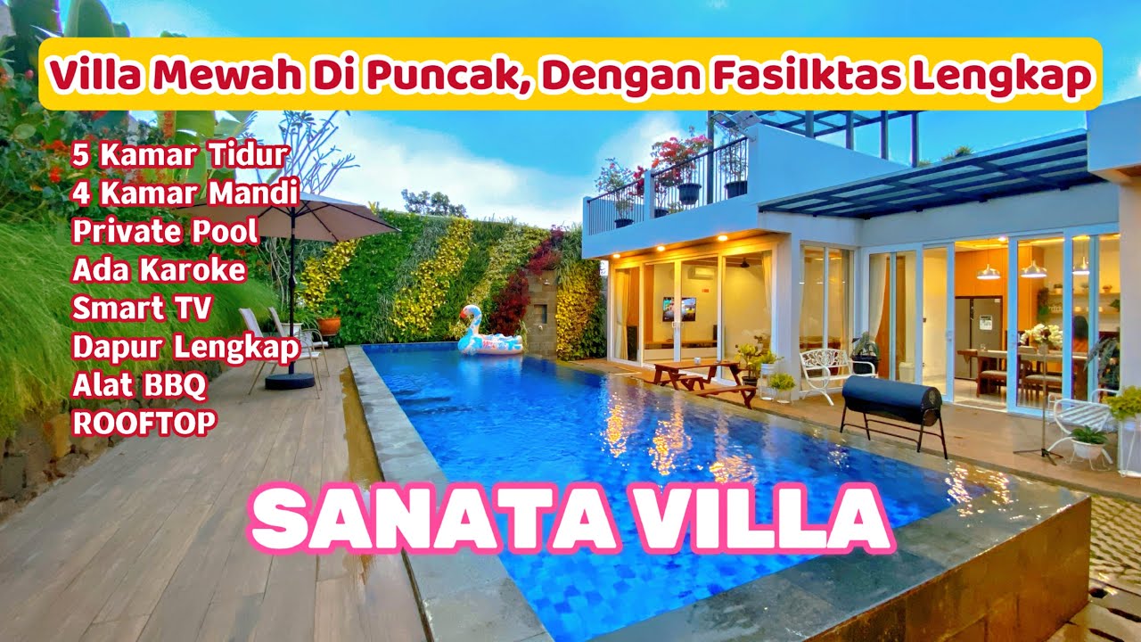 SANATA VILLA PUNCAK, Ada 5 kamar tidur FASILITAS LENGKAP PRIVATE POOL-ROOFTOP-JALUR KURSI RODA