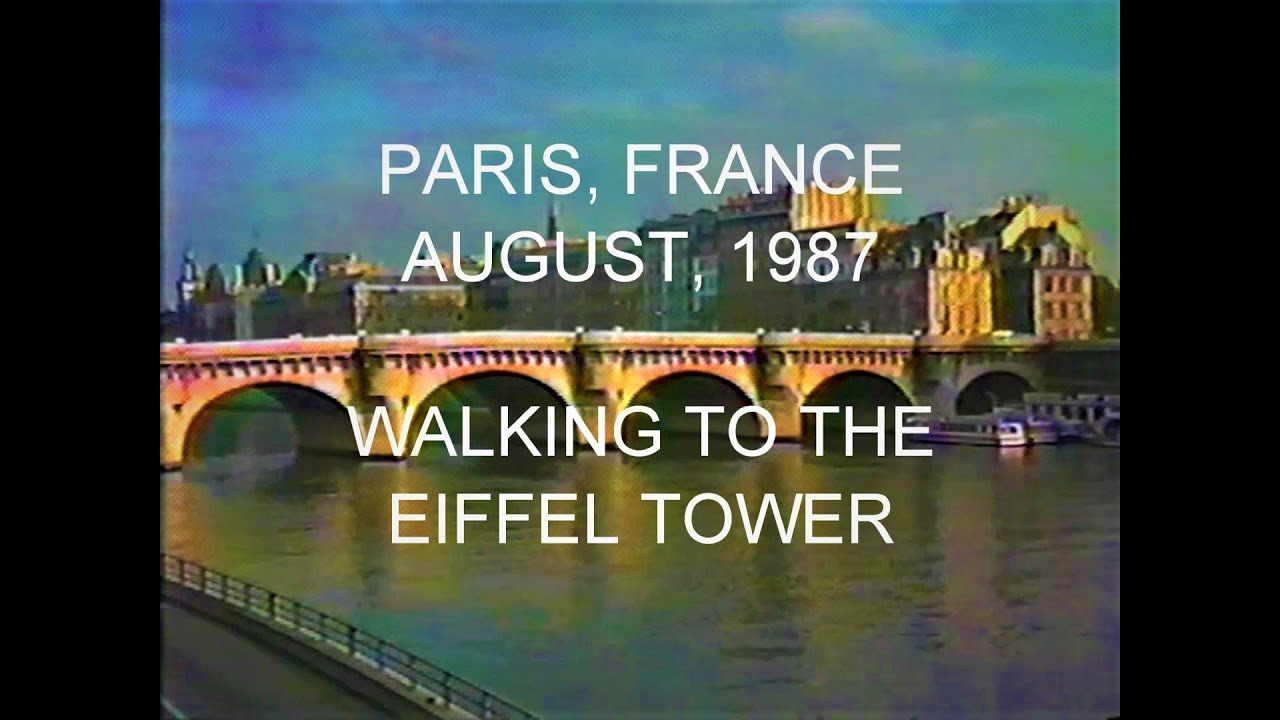 Paris, France - August, 1987. Walking to the Eiffel Tower.