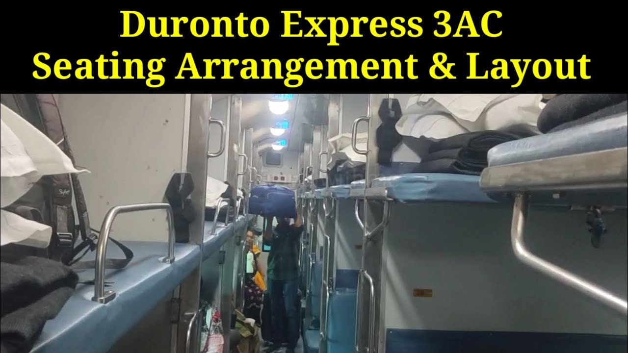 Схема вагона с местами третьего класса с кондиционером в поездах Duronto Express, схема расположе...