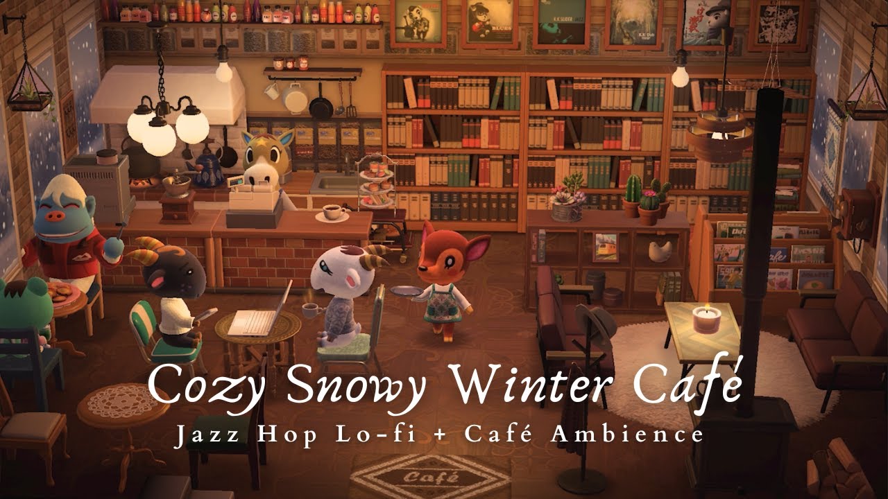 Cozy Snowy Winter Café ❄ Café Ambience + Jazz Hop Lo-fi 1 Hour No Mid Ads | Study Music | Work Aid 🎧