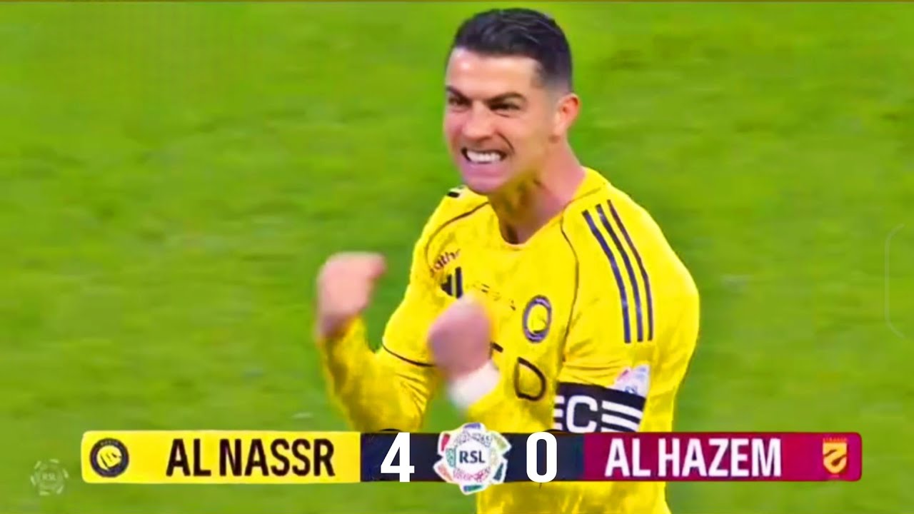 RONALDO BRACE⚽⚽ Ronaldo scored twice to fire Al-Nassr to a comfortable 4-0 victory over Al-Hazem