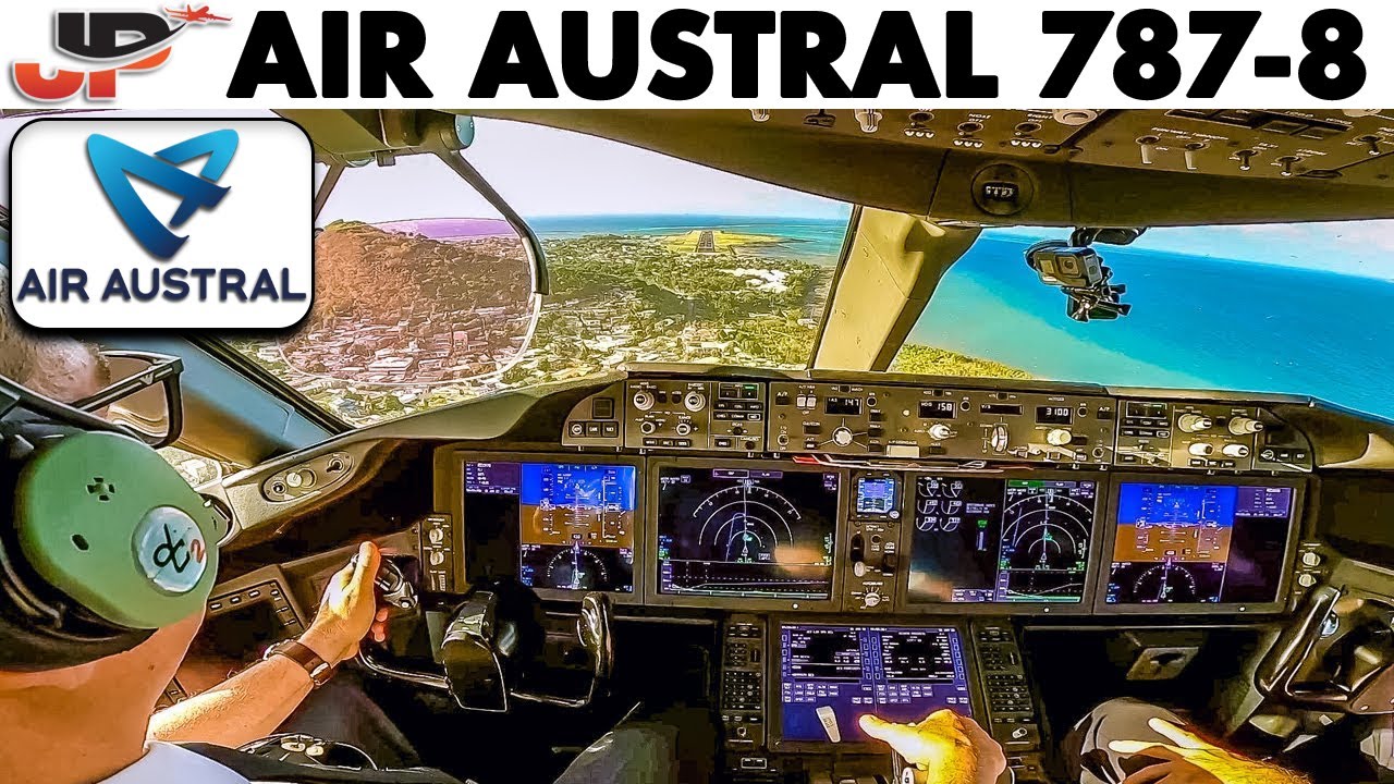 Boeing 787 Air Austral на короткой взлетно-посадочной полосе в Индийском океане