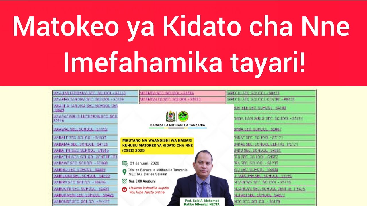 Matokeo Kidato cha Nne 2025/2026 |CSEE Form Four Results kumeanza kuchangamka!