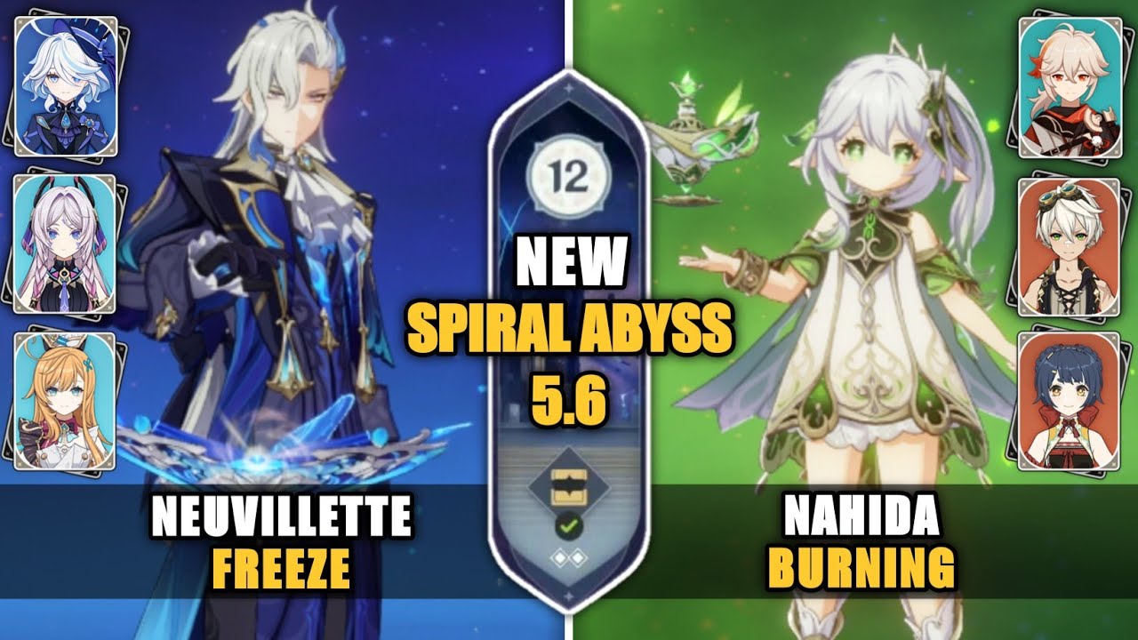 C0 Neuvillette Freeze  & C0 Nahida Burning - Spiral Abyss 5.6 [Genshin Impact]