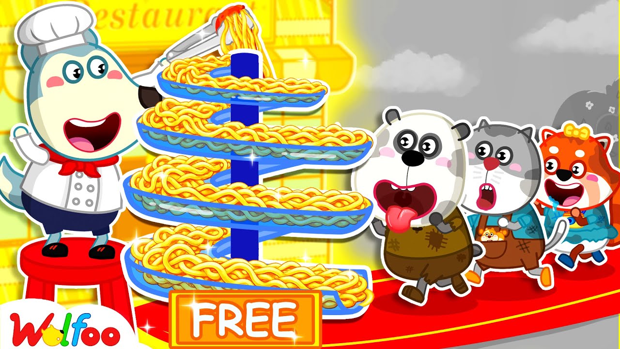 Wolfoo’s Giant Free Noodles Help Hungry Kids! Stories About Kindness | Wolfoo Channel | Kids Cartoon