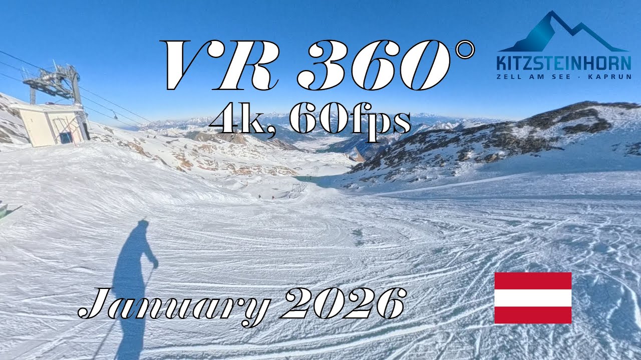 [VR 4k panoramic] Kaprun - Kitzsteinhorn | ski run January 2026 | Black 5 Blue 6 Red 11