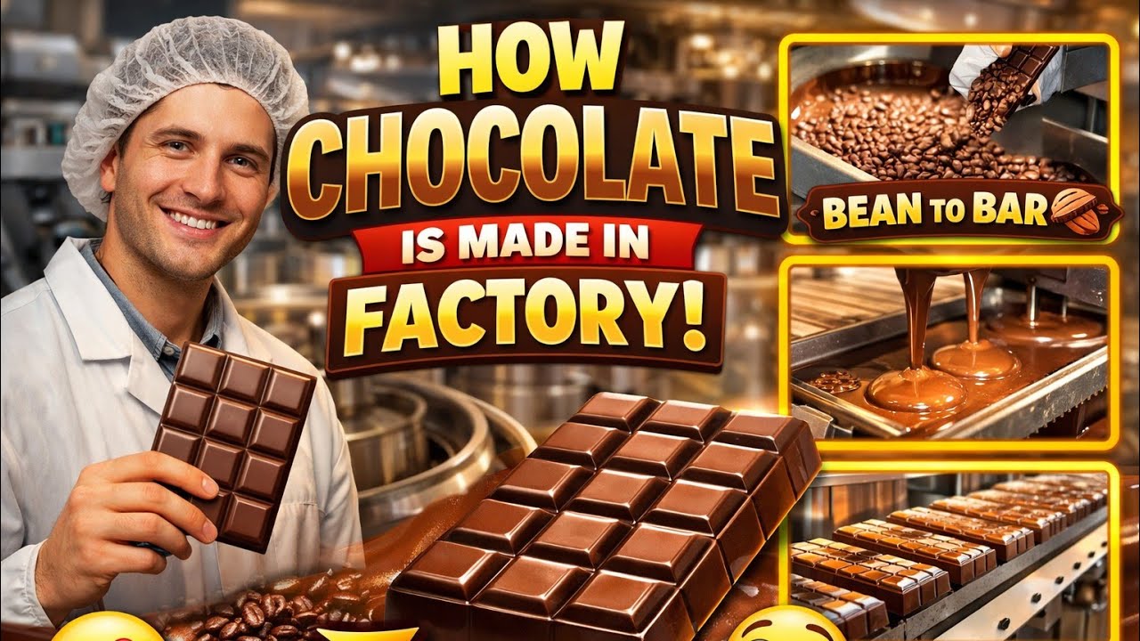 How Chocolate Is Made in Factory 🍫 | From Cocoa Bean to Chocolate Bar 😍