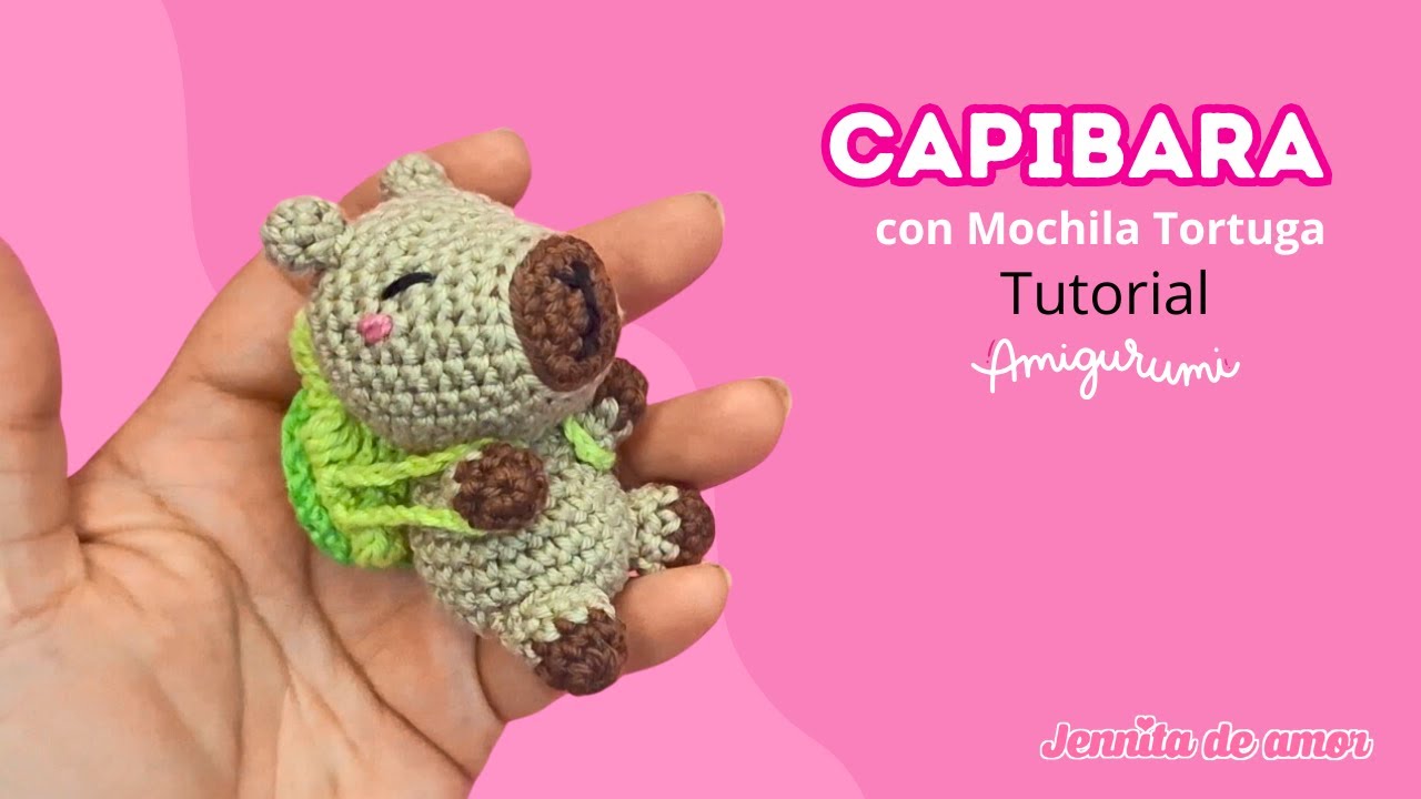 CAPIBARA con MOCHILA TORTUGA Llavero 7 cm Tutorial Amigurumi- Patrón en video Español e Ingles