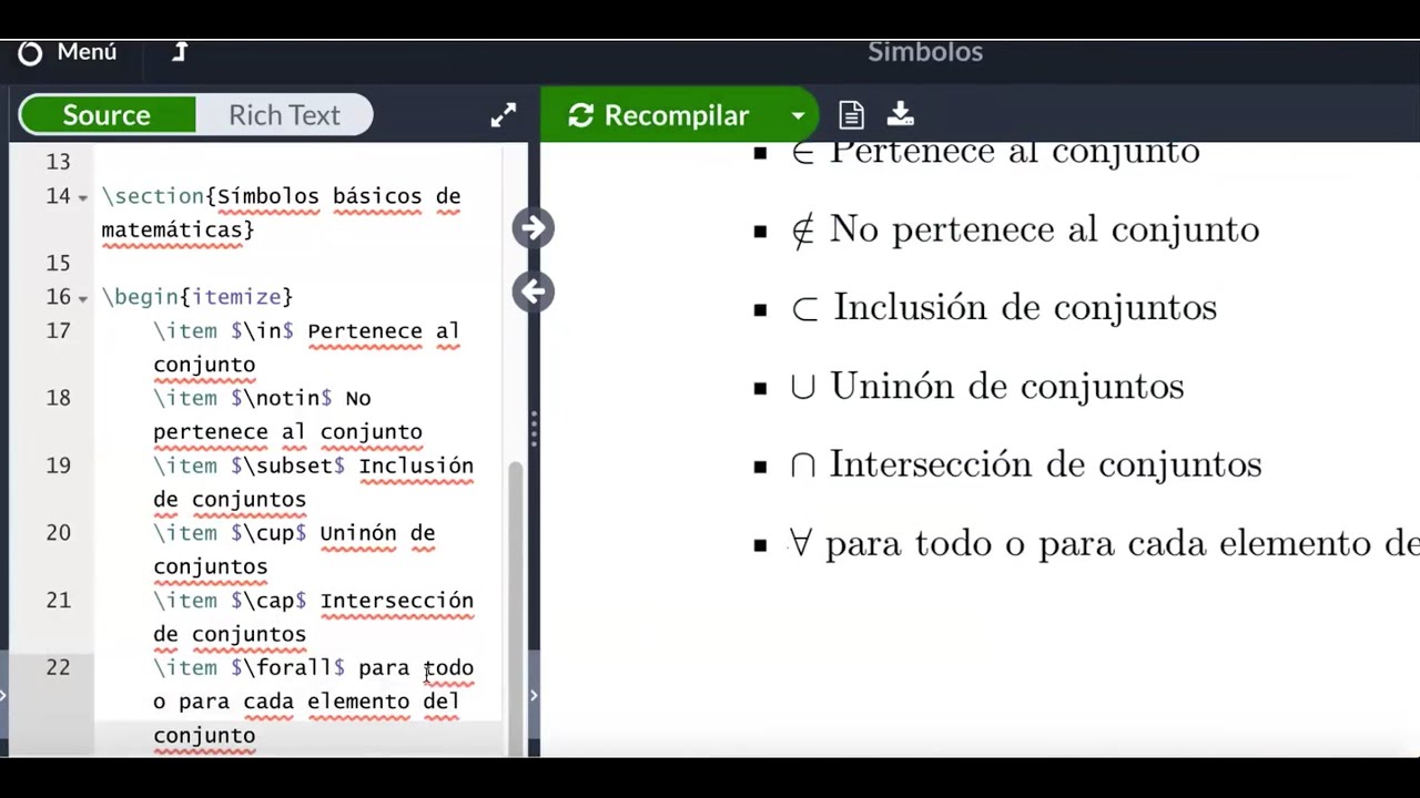 TECNM Símbolos básicos de matemáticas y Conjuntos de Números con Latex 1/09