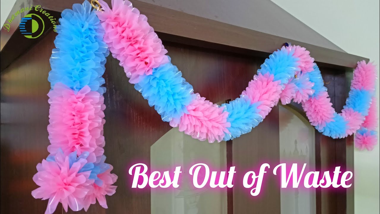 Plastic Carry Bag ಇಂದ ಮಾಡಿದ ಸುಂದರವಾದ ಬಾಗಿಲು ತೋರಣ | Door Hangings | Best Out of Waste