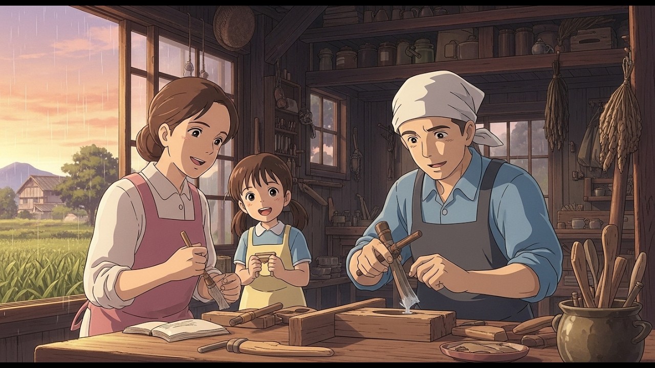 Peaceful Village Life Ghibli Style || From Sunrise to Sunset || Ghibli Style Cozy Life