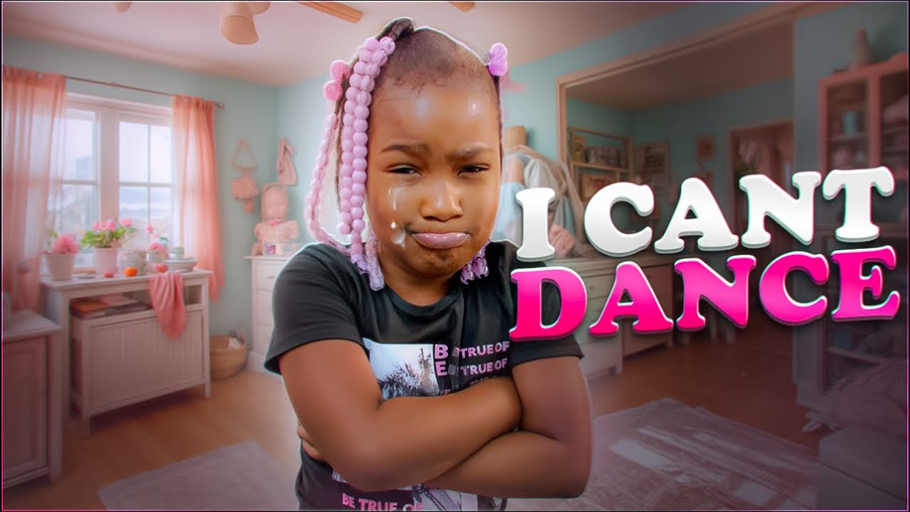 Little girl have a dance battle with her friends 