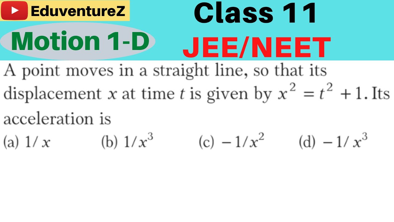 A point moves in a straight line, so that its displacement x at time t is given by x t 2 2 = + 1. It