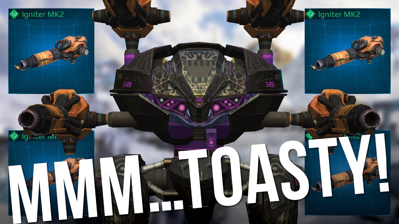 War Robots - геймплей с использованием оружия Leech и максимально прокачанным зажигательным оружи...