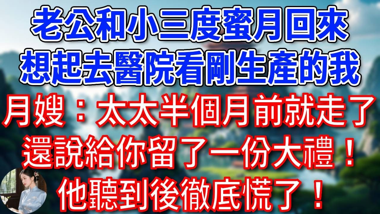 總裁老公和小三度蜜月回來，想起去醫院看剛生產的我，月嫂慌慌張張：太太半個月前就走了，還說給你留了一份大禮，他聽到後徹底慌了！#為人處世#生活經驗#情感故事#故事#小說#戀愛#情感#婚姻