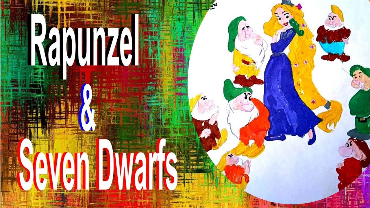 How to draw Rapunzel and the seven dwarfs painting | beautiful Rapunzel fairy tales 🎨🖌️ #drawing #yt