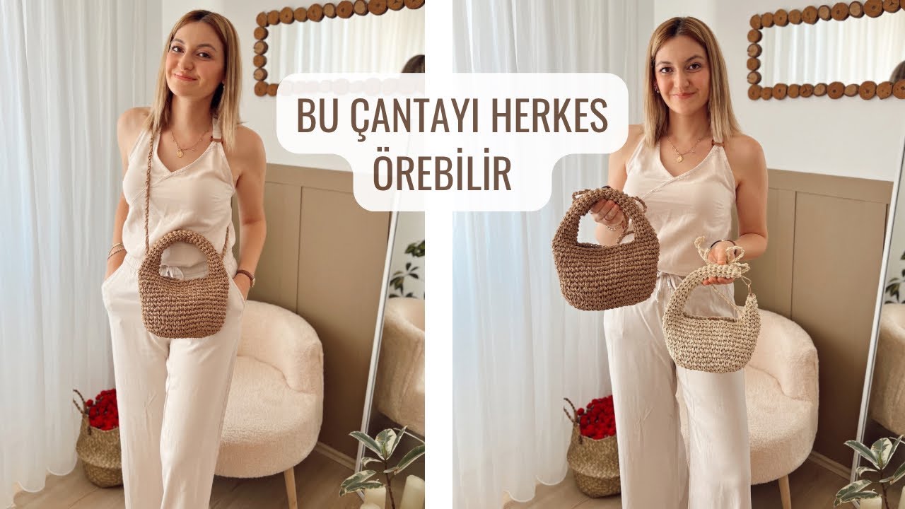 KAĞIT İP İLE KOLAY MİNİ ÇANTA 🙋‍♀️ BİR ÇANTA TARİFİ İLE İKİ FARKLI ÇANTA YAPIMI #crochet 