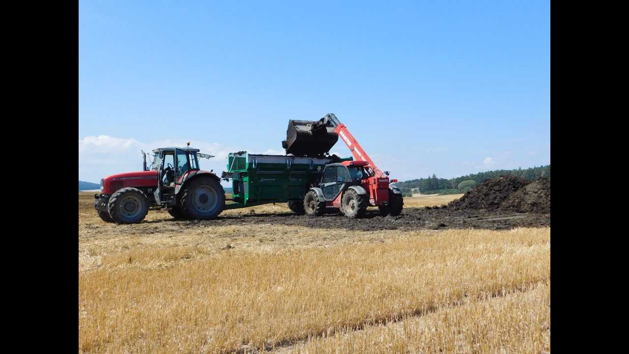 rozmetání hnoje - Massey Ferguson  8250 + Samson Flex -16 , Manitou MLT 735-120 *HD*
