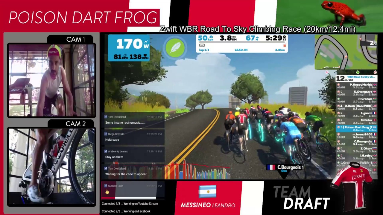 Zwift WBR Road To Sky Climbing Race (20km/12.4mi) - Leandro Messineo [POSION DART FROG]