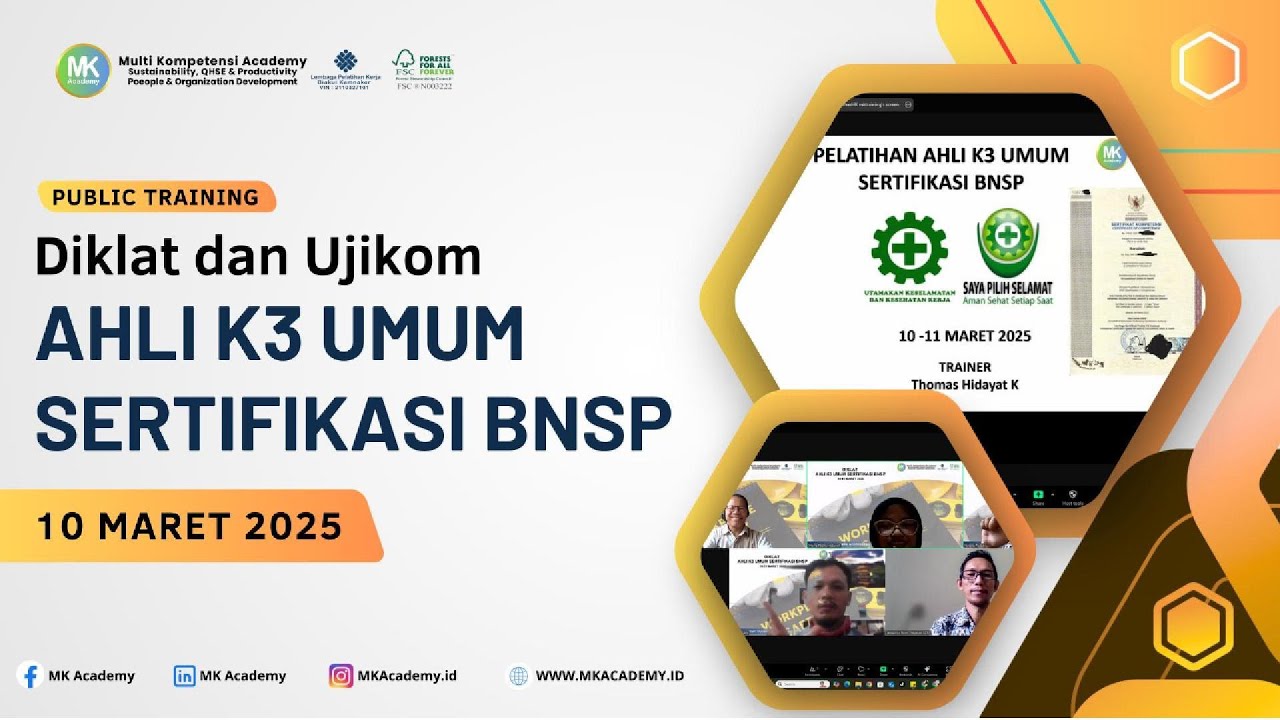 Diklat & Ujikom - Ahli K3 Umum Sertifikasi BNSP