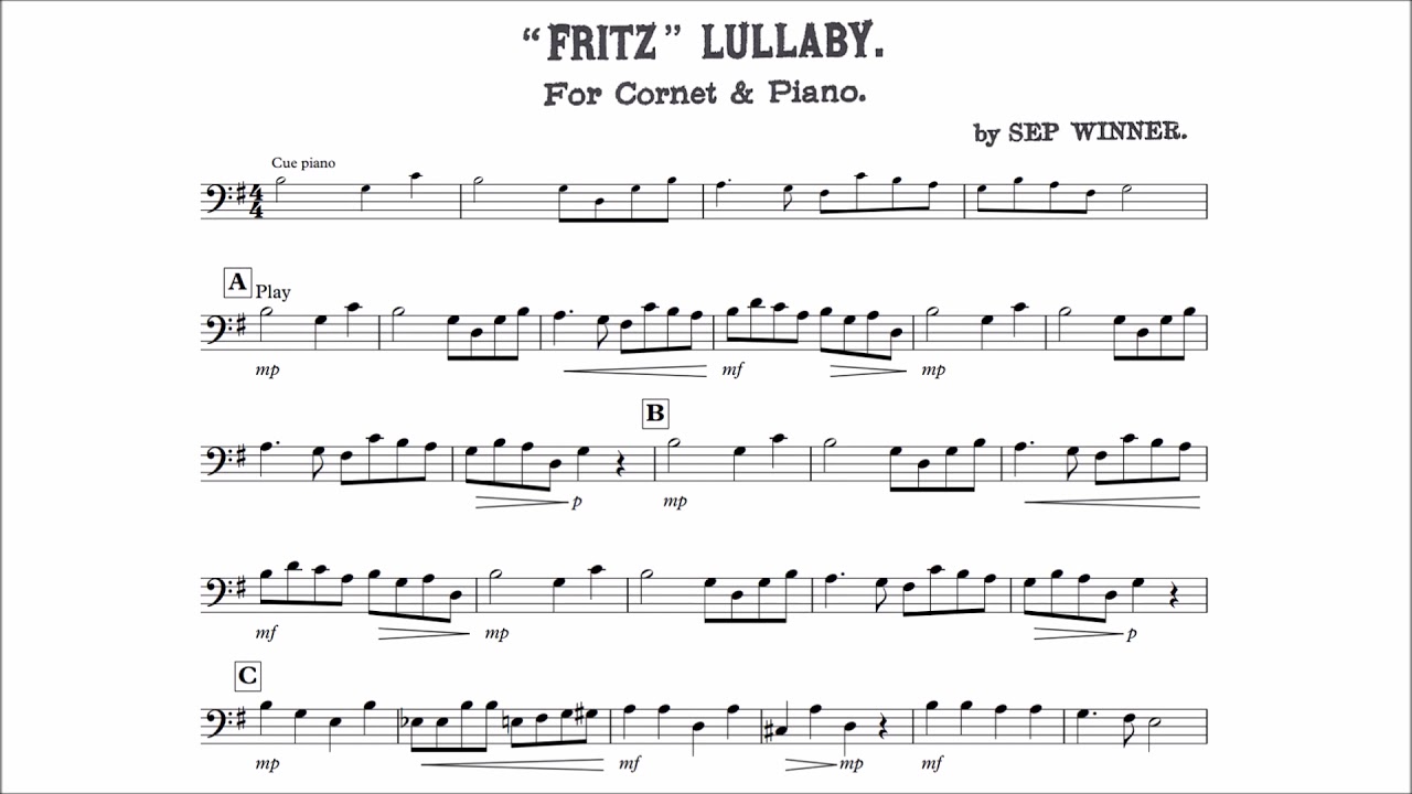 Cello Play-Along - Lullaby - Fritz - with sheet music