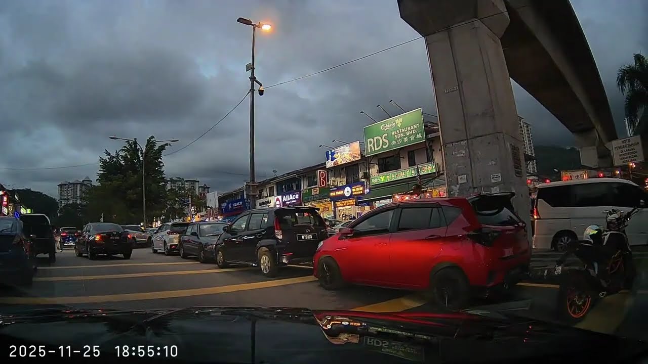 Evening Drive: Busy City Streets to Stunning Blue Sky Twilight POV