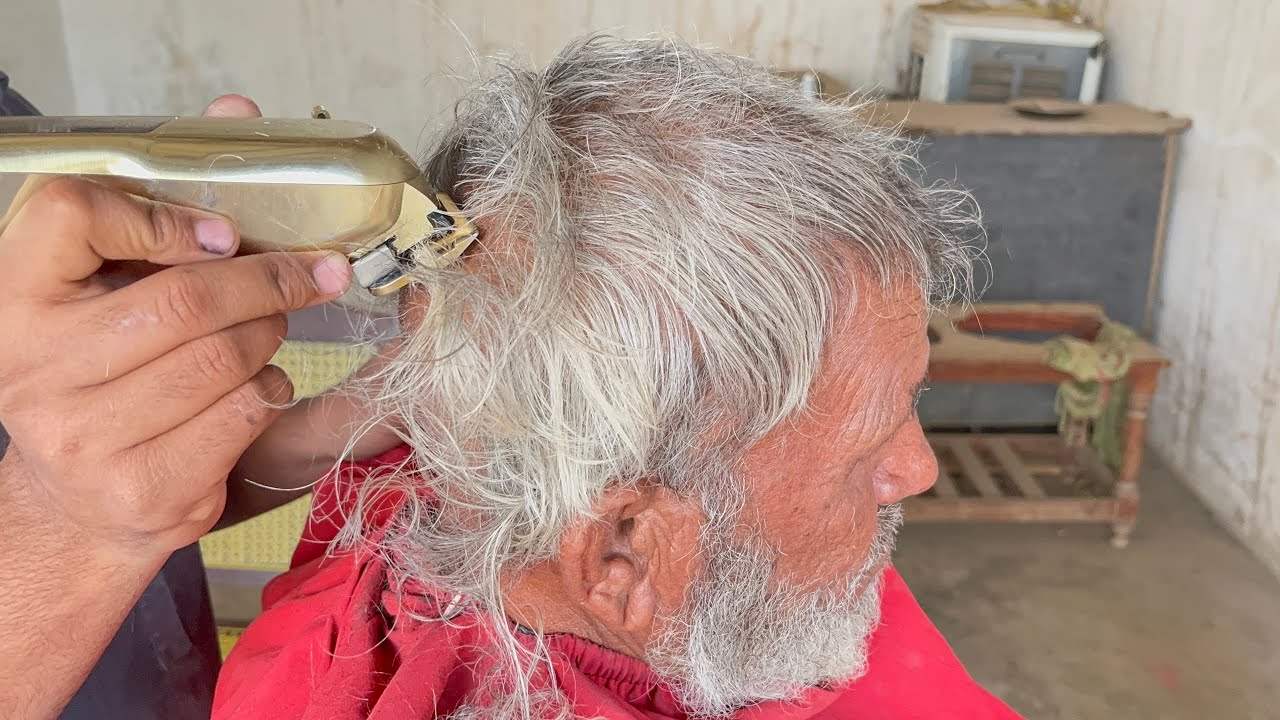 Old Man Full Clean Head Shave & Beard Setting | Professional Barber Transformation