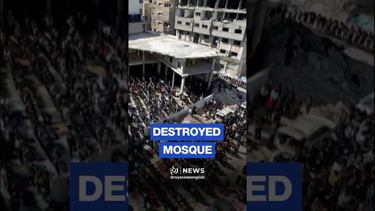 Gazans perform first Ramadan Friday prayer at destroyed mosque