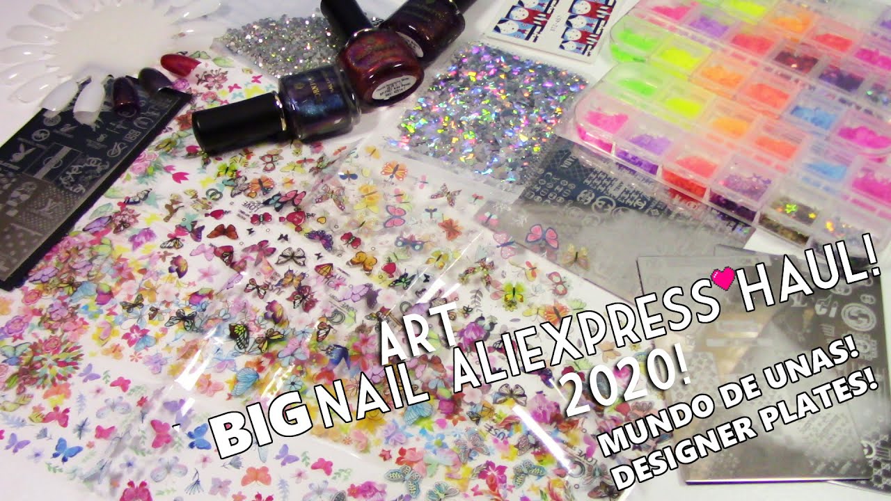 BIG Aliexpress Nail Haul! LOTS of Nail Glitter! Rhinestones! Mundo De Unas Plates! Holo Polishes!