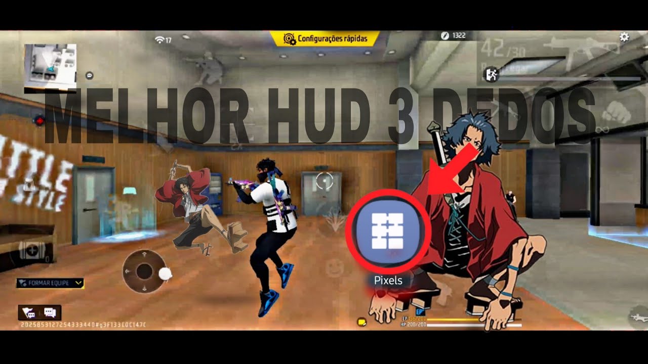 MELHOR HUD 3 DEDOS + RESOLUÇÃO NO PIXELS (uma sensizinha no final do video super boa!!)