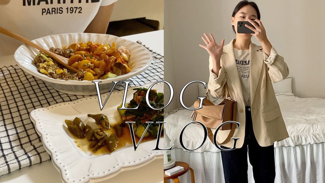 [VLOG]자취브이로그, 자취방채우기, 닭가슴살쏘야, 비오는날 김치우동, 송현아 쇼핑하고 언박싱, 쿠진아트 에어프라이어오븐, 혼밥해먹기