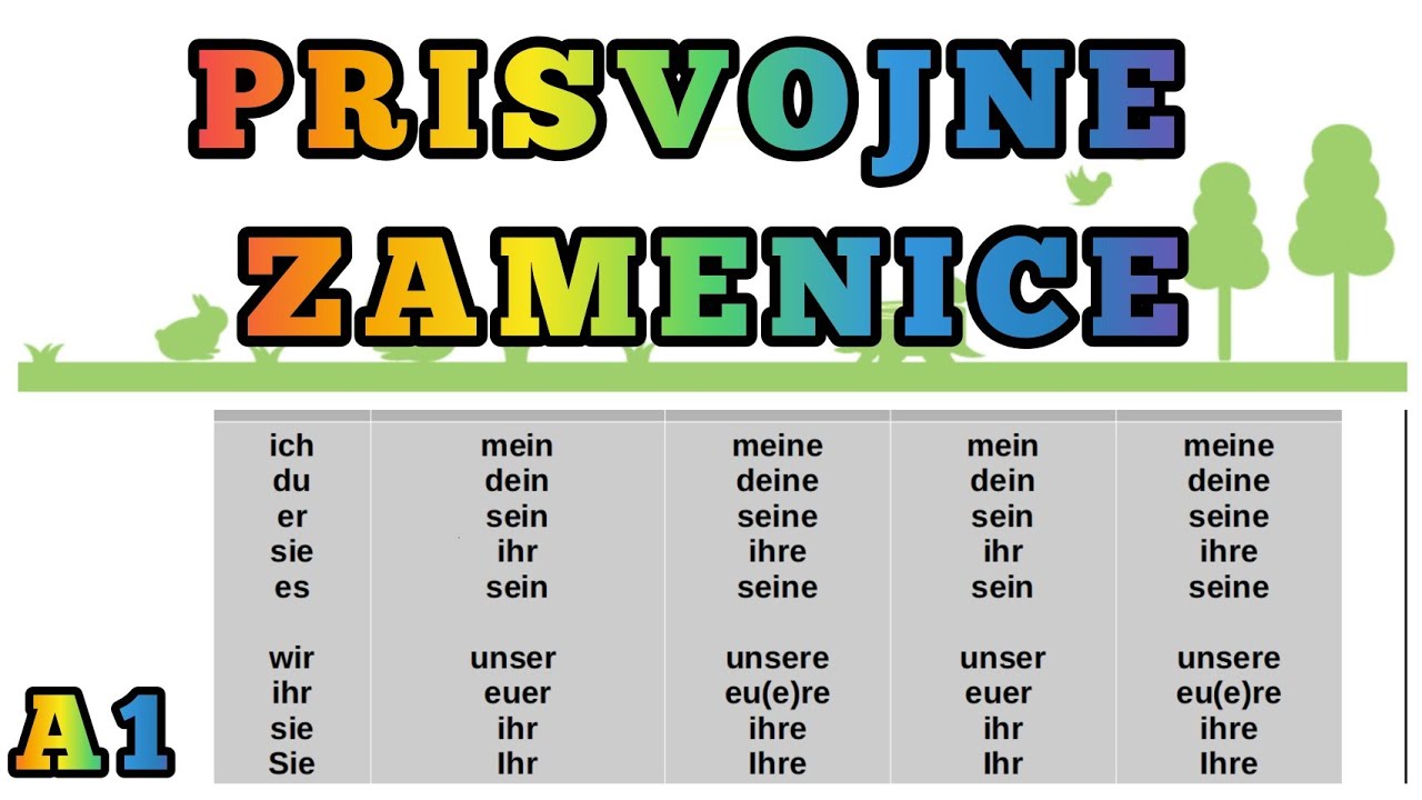 A1  LEKCIJA 17● PRISVOJNE ZAMENICE ●TABELA / PRIMERI