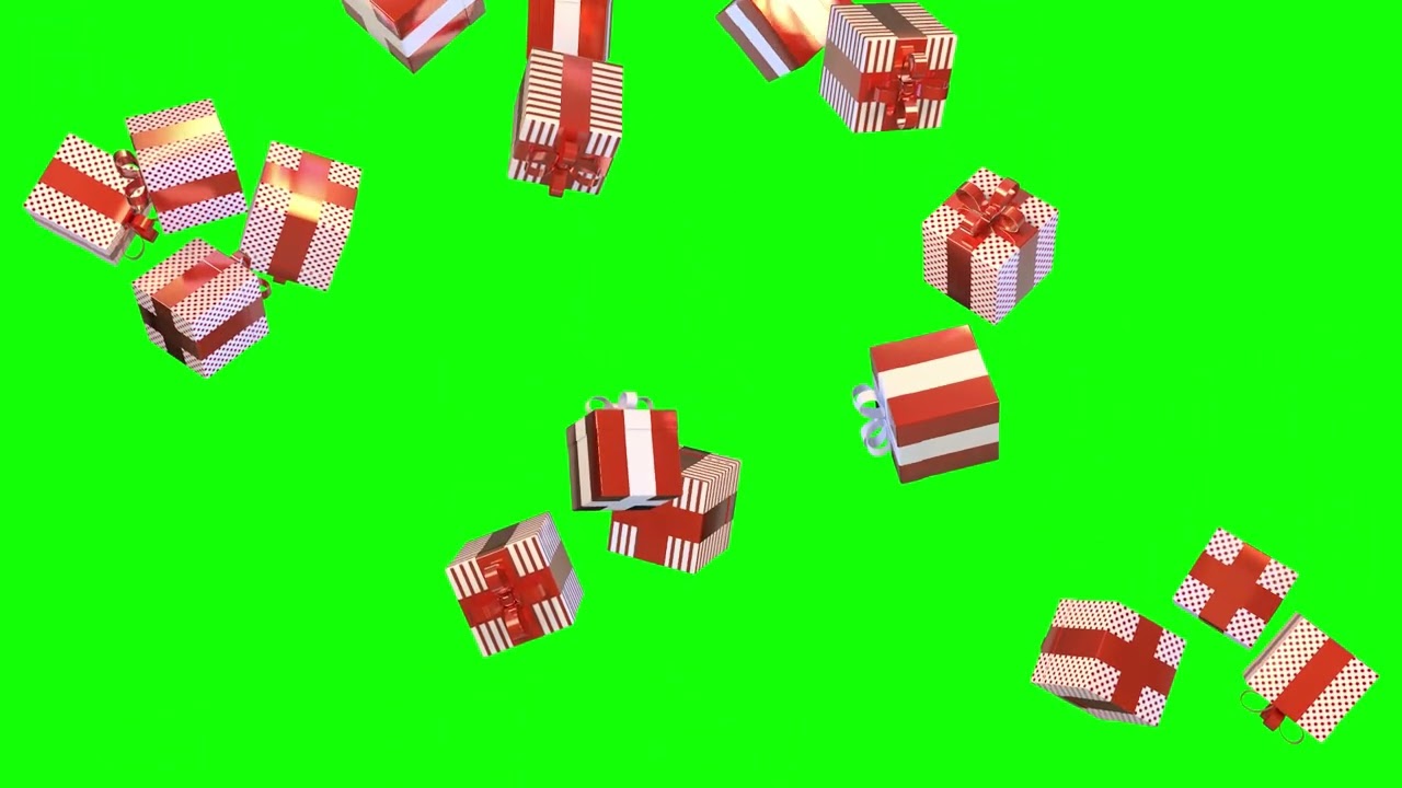 Gifts falling green screen Christmas overlay