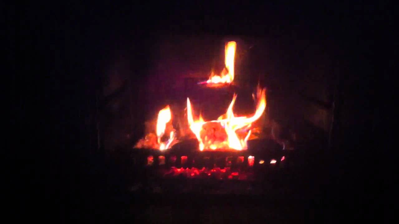 Log fire.