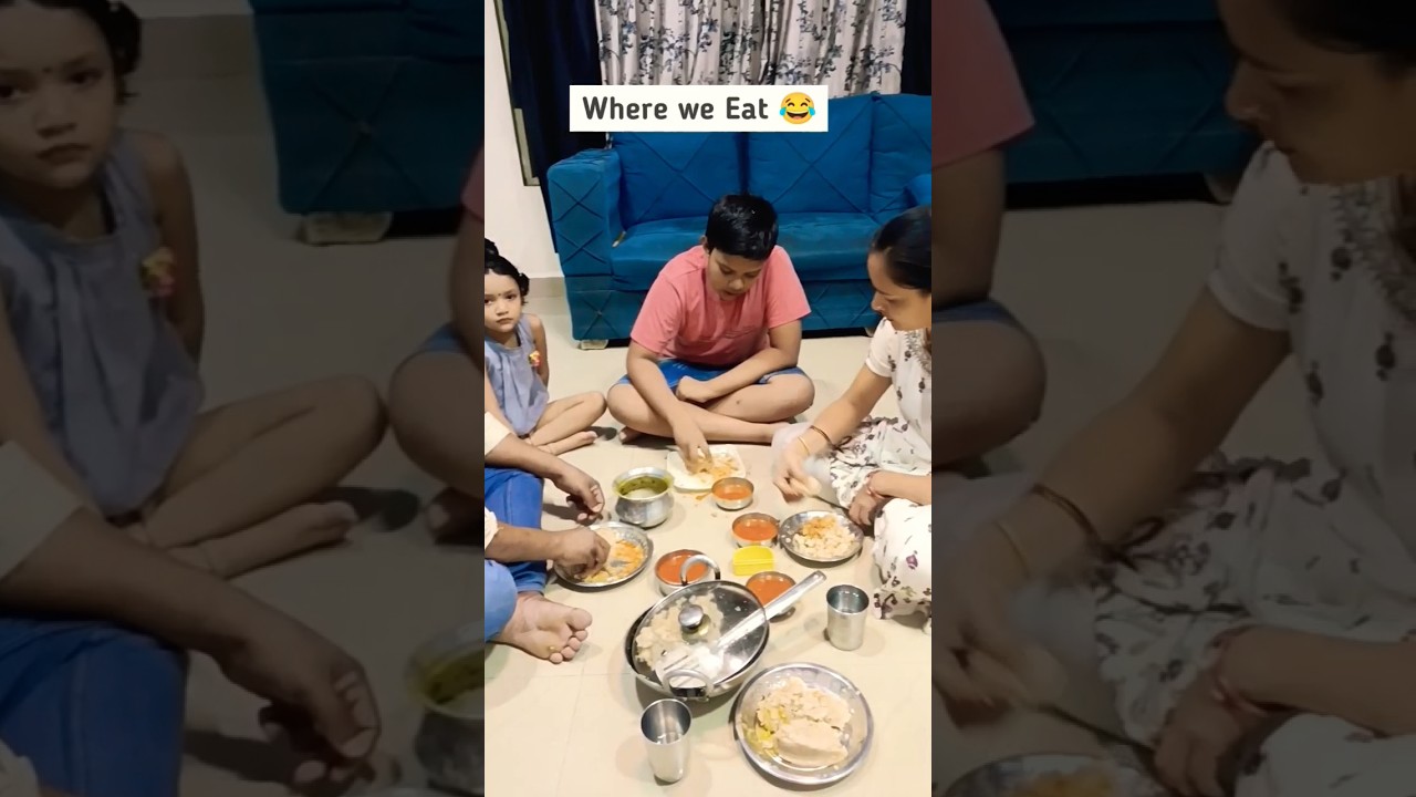 Desi family dining table...😂|Eating on floor 😔| #jitenrinki #funny #viral #trending #shortsindia