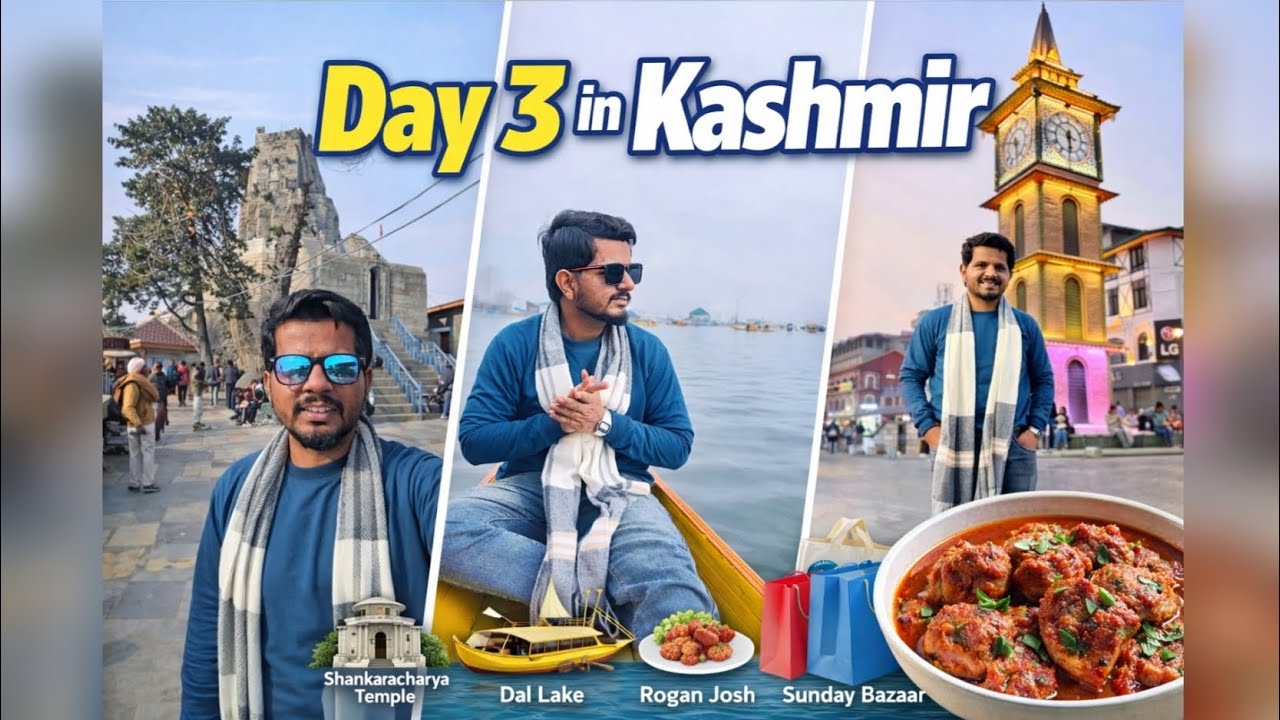 Day 3 in Kashmir | Shankaracharya Temple, Dal Lake Ride, Rogan Josh & Lal Chowk Shopping 🏔️🛶🛍️