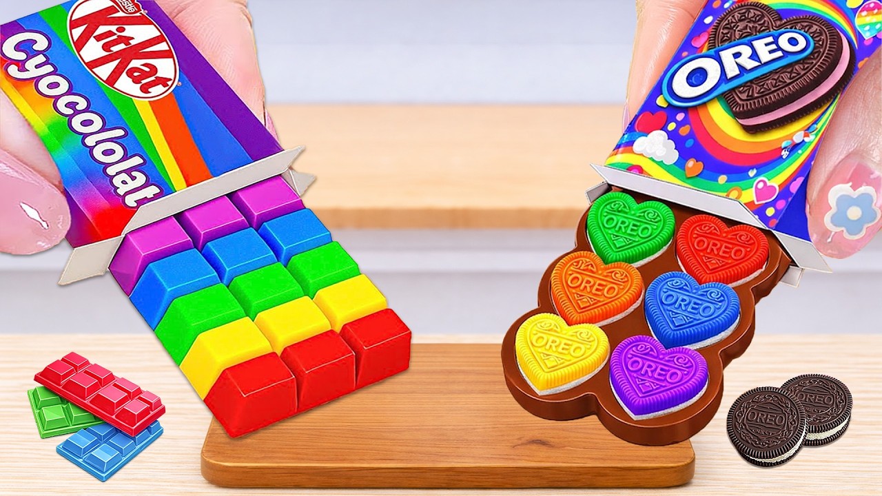 Miniature Rainbow Cake Decorating 🍫🌈 ASMR Amazing Rainbow KitKat Cake & Rainbow Oreo Cake