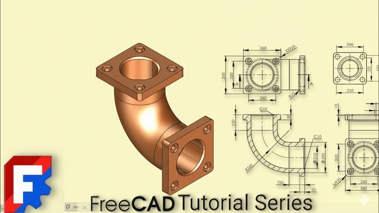 AutoCAD 3D Pipe Elbow Design Timelapse | Mechanical Pipe Modeling